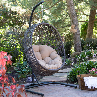 2. Island Bay Hanging Chair with Tufted Cushion