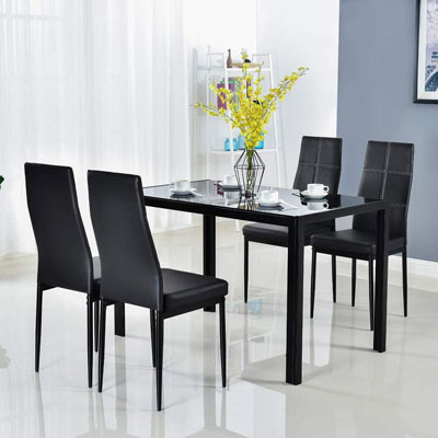 1. Bonnlo Glass Dining Room Table 5 Pieces