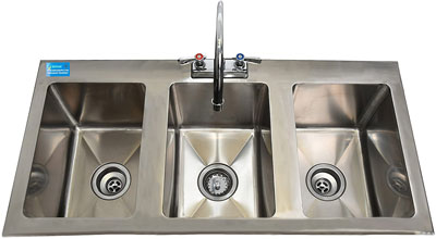 7. AmGood 3-Compartment Sink with Faucet
