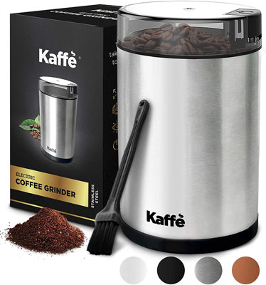  4. Kaffe Electric Coffee Grinder with Brush