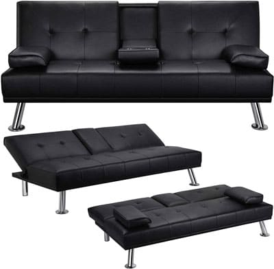 3. YAHEETECH Futon Sofa Bed with Folding Armrests