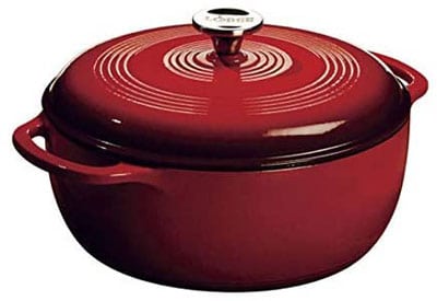 8. Lodge Enameled Cast Iron Dutch Oven, Red
