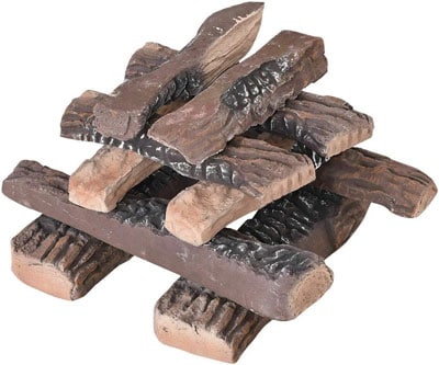 6. Goplus 10PCS Ceramic Wood Gas Fireplace Logs