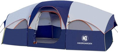 8. HIKERGARDEN Tent 8 Person Camping Tent, Blue
