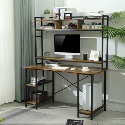 Sedeta Computer Desk with Hutch and Adjustable Shelves