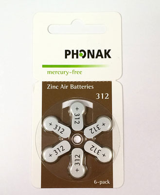 3. Phonak Size 312 Hearing Aid Batteries (60 Batteries)