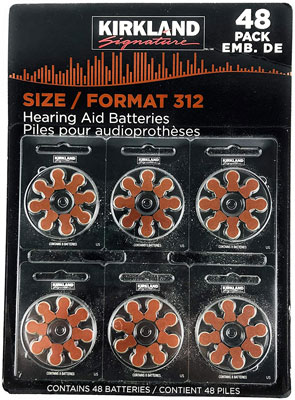 4. Kirkland Signature 1.45 Volt Hearing Aid Batteries (48-Pack)