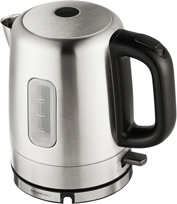 2. Amazon Basics Electric Hot Water Kettle, Silver
