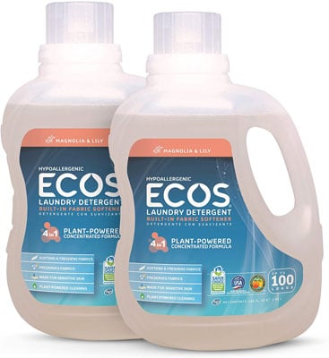 7. ECOS 2X Hypoallergenic Liquid Laundry Detergent (Pack of 2)
